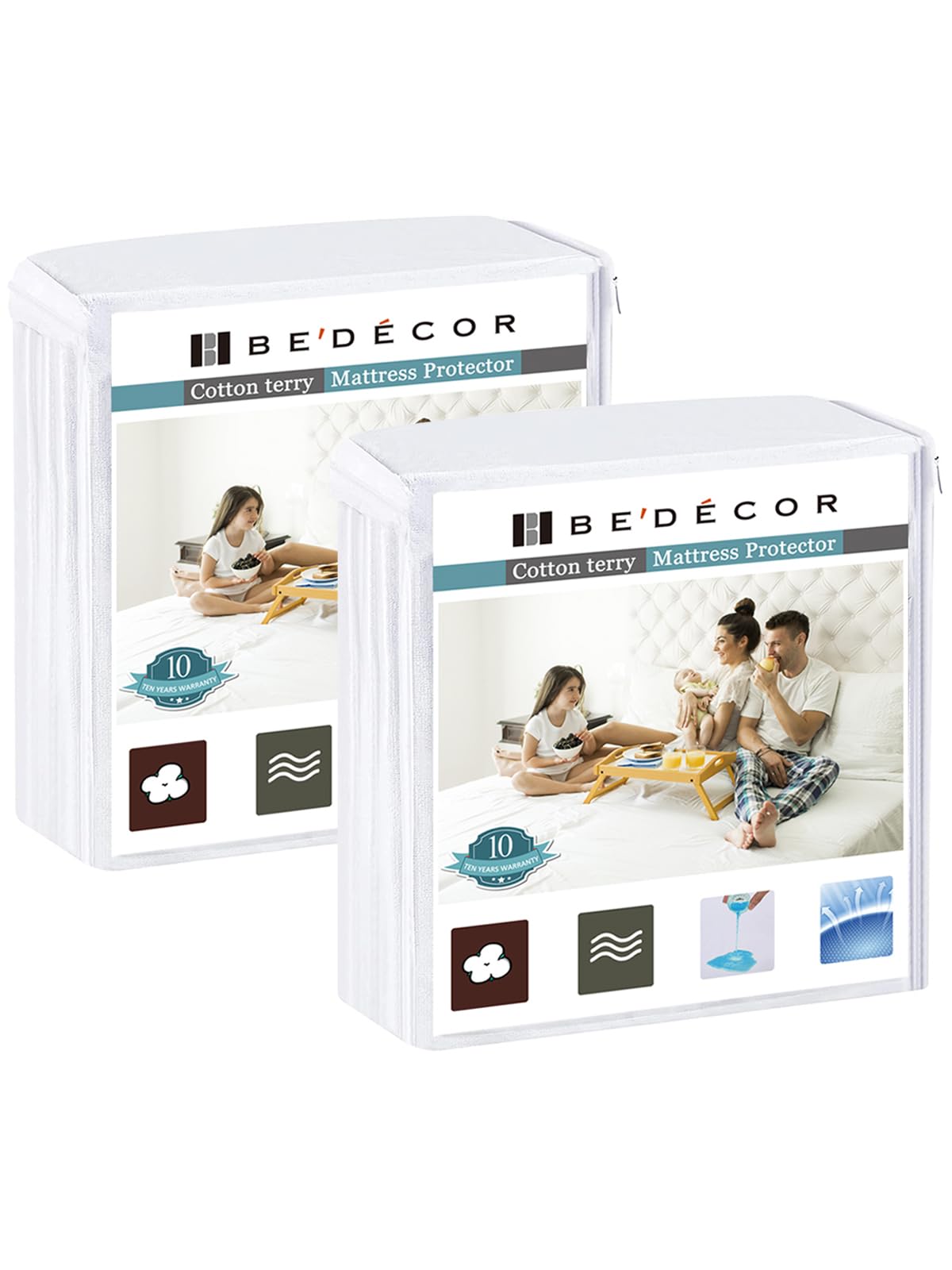 Bedecor Queen Waterproof Mattress Protector,for 9-18 Inch Deep