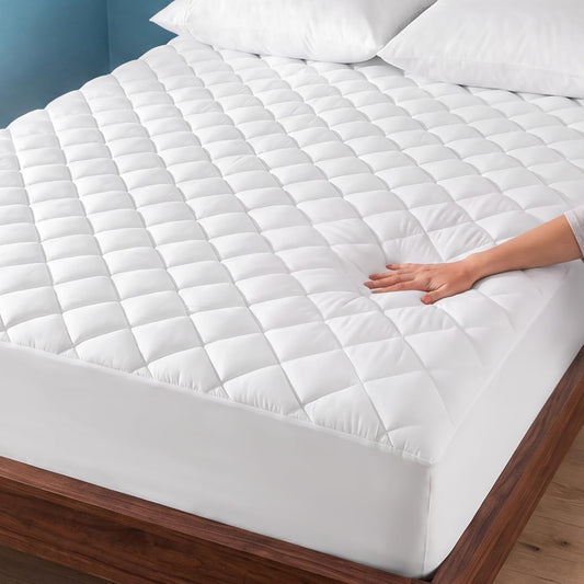 Bare Home Quilted Fitted Mattress Pad (Queen, White)