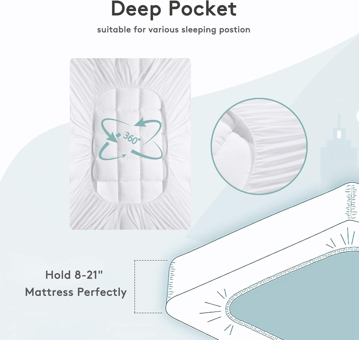 SameBed Mattress Topper Queen,Extra Thick Mattress Pad Cover for Back Pain,Cooling Mattress Protector with 8-21 Inch Deep Pocket,Overfilled Down Alternative Filling