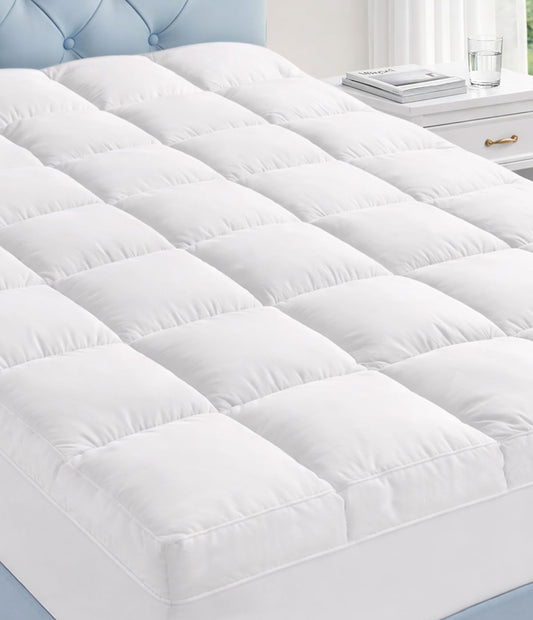 Fracho Queen Cotton Mattress Topper, Extra Thick Pillow Top Mattress Pad