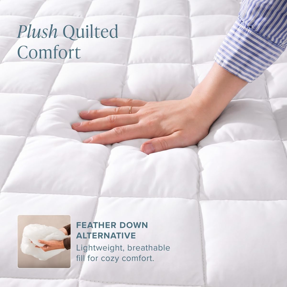 Bare Home Quilted Fitted Mattress Pad (Queen, White)