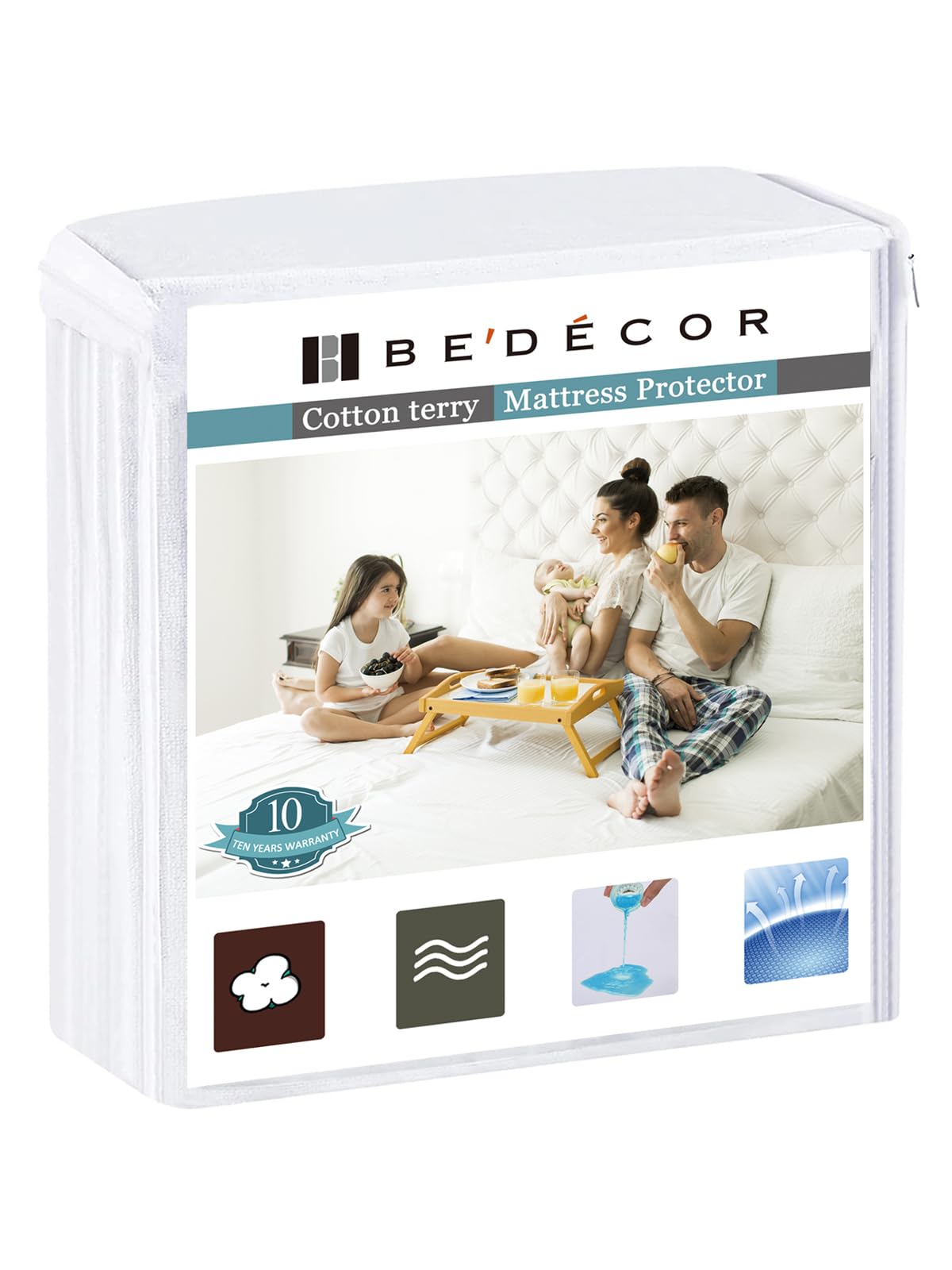 Bedecor Queen Waterproof Mattress Protector,for 9-18 Inch Deep
