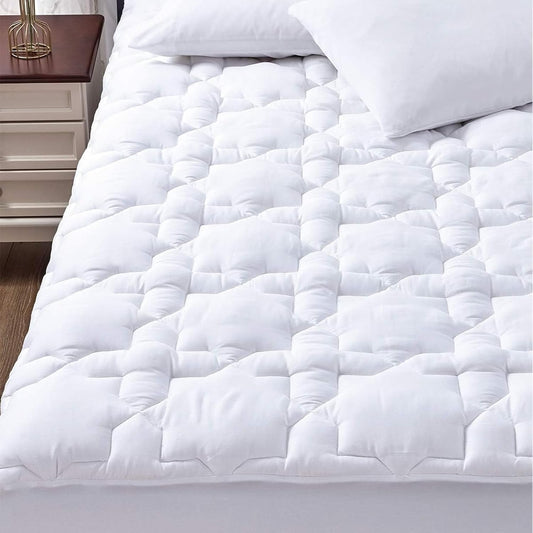 CozyLux Queen Mattress Pad, Cotton Top, 450 GSM Down Alternative Fill