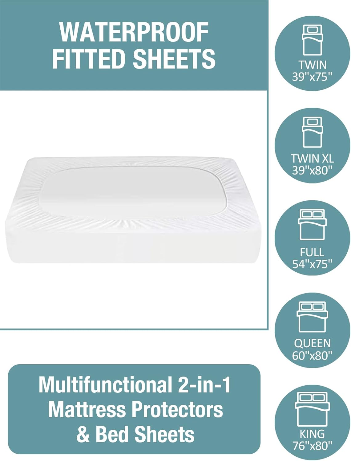 Bedecor Queen Waterproof Mattress Protector,for 9-18 Inch Deep