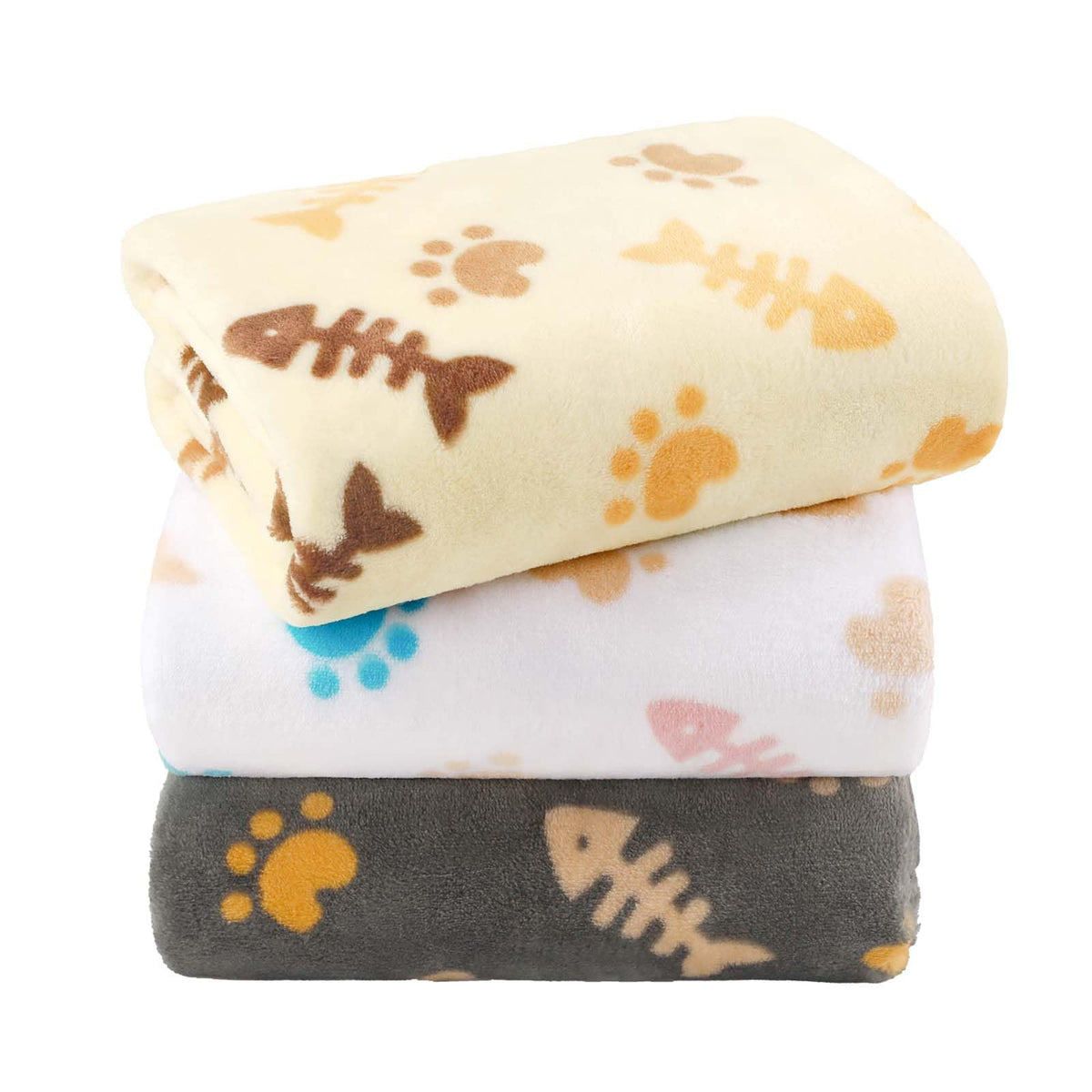 LINENLUX Dog Blankets 3-Pack, Super Soft Fluffy Fleece Pet Throw Warm