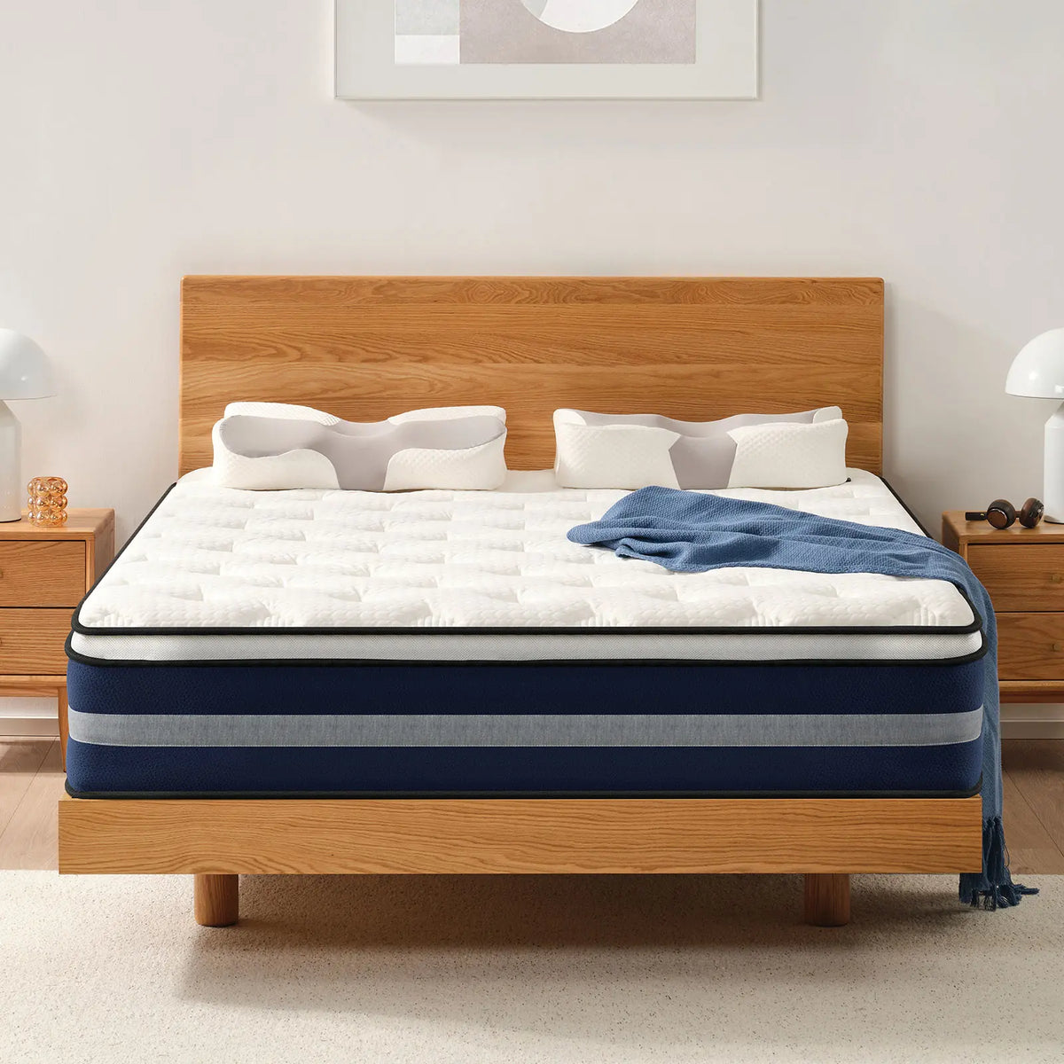 VIZIM Quilted Hybrid Mattress (10/12 in) - Twin, Full, Queen Sizes, Durable Memory Foam & Individual Pocket Springs, Medium Firm High Quality Foam Filling, CertiPUR-US Certified, Pressure Relief, Motion Isolation, Lumbar Support, Boxed Outlet Pick,sohochi