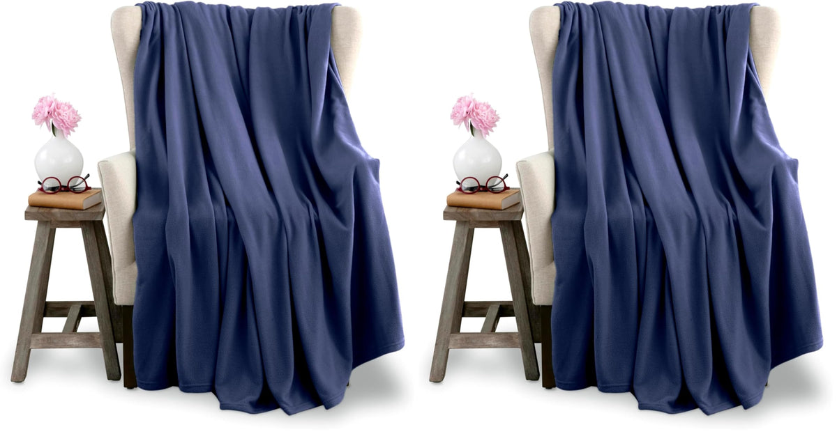 Microfleece Queen Size Blanket | Supersoft Lightweight Throw Blanket | All-Season Comfort | Navy