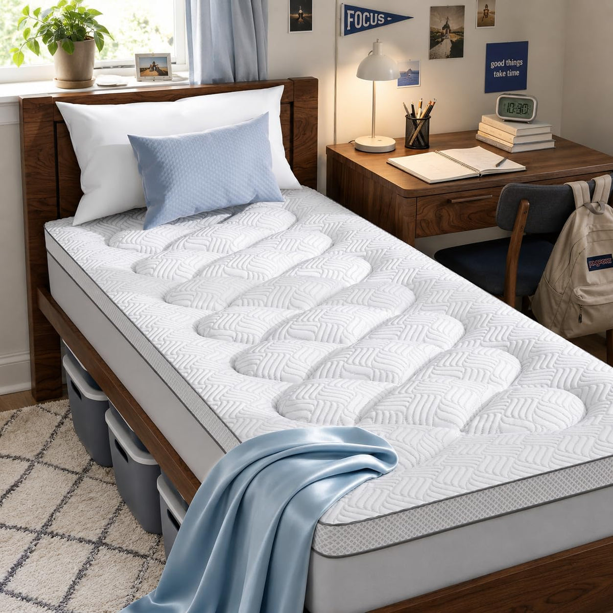 3 Inch Thick Queen Mattress Topper, Viscose Derived from Bamboo