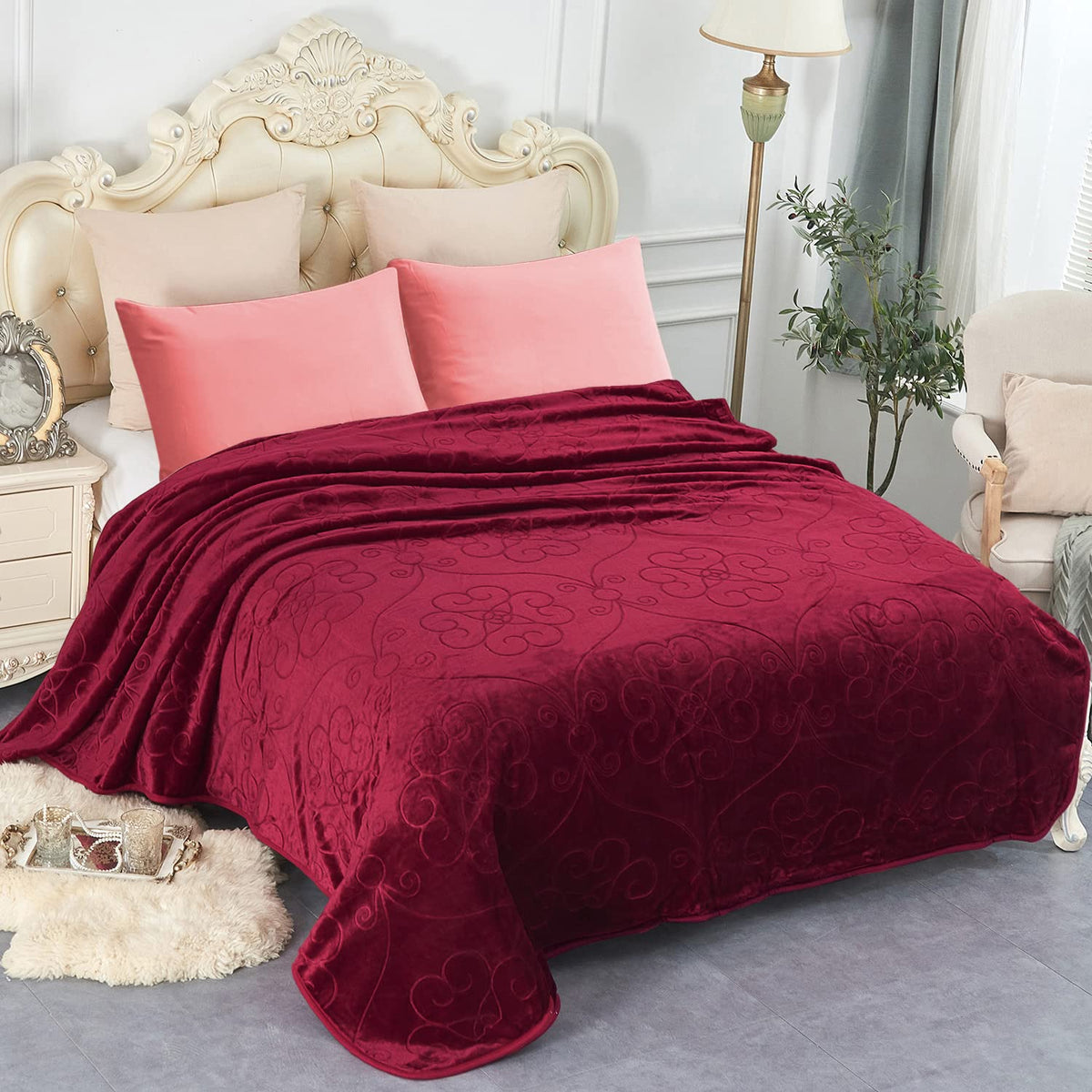 JYK Wolf Blanket Korean Style Queen Size Fleece Bed Blanket, 520GSM 2 Ply