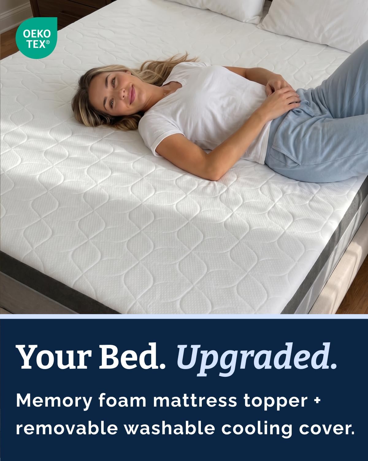 Mattress Topper Queen Size 3 Inch - Soft Cooling Gel Memory Foam Bed Pad