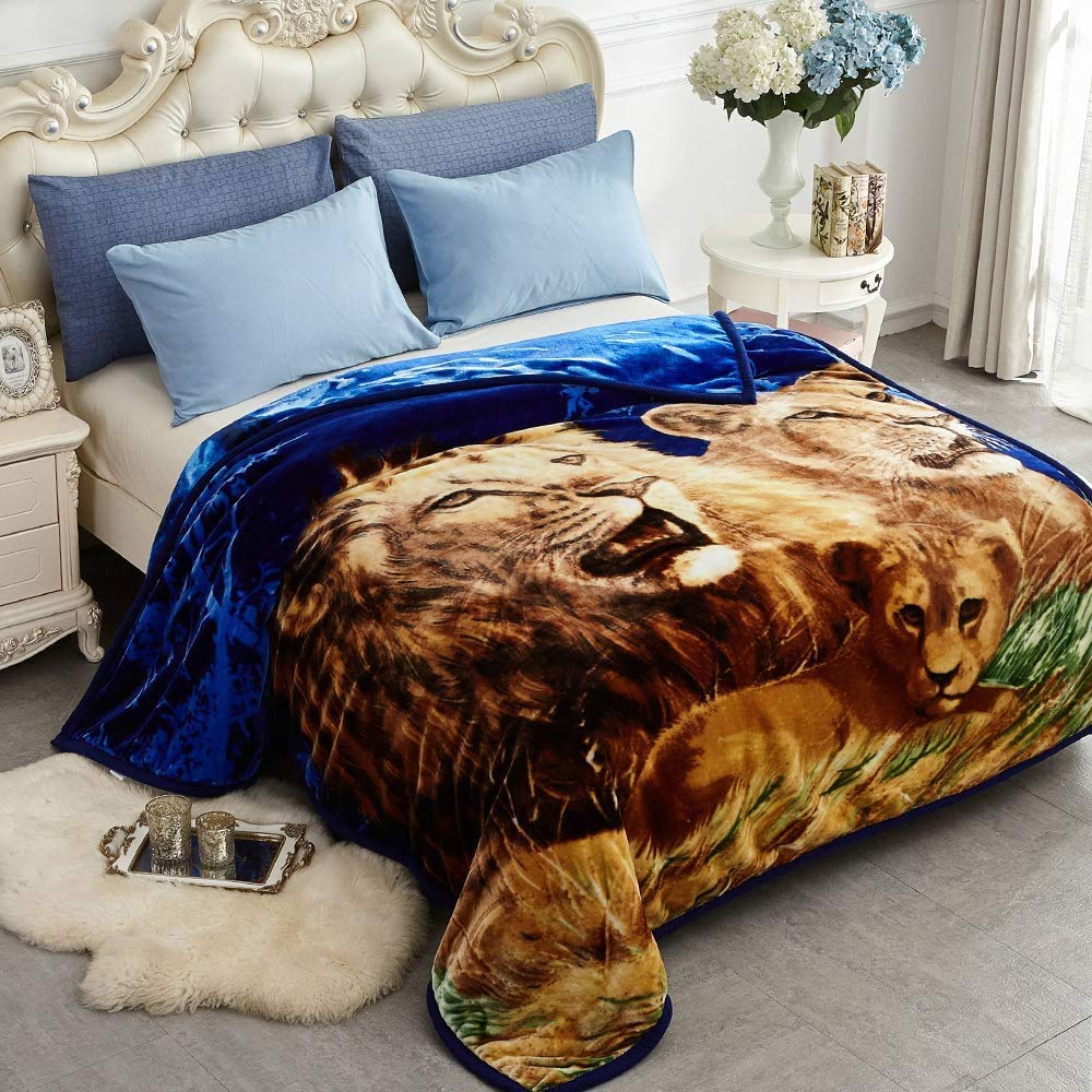JYK Wolf Blanket Korean Style Queen Size Fleece Bed Blanket, 520GSM 2 Ply