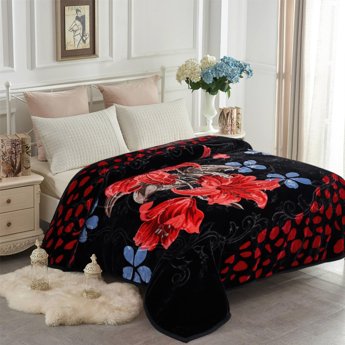 JYK Wolf Blanket Korean Style Queen Size Fleece Bed Blanket, 520GSM 2 Ply
