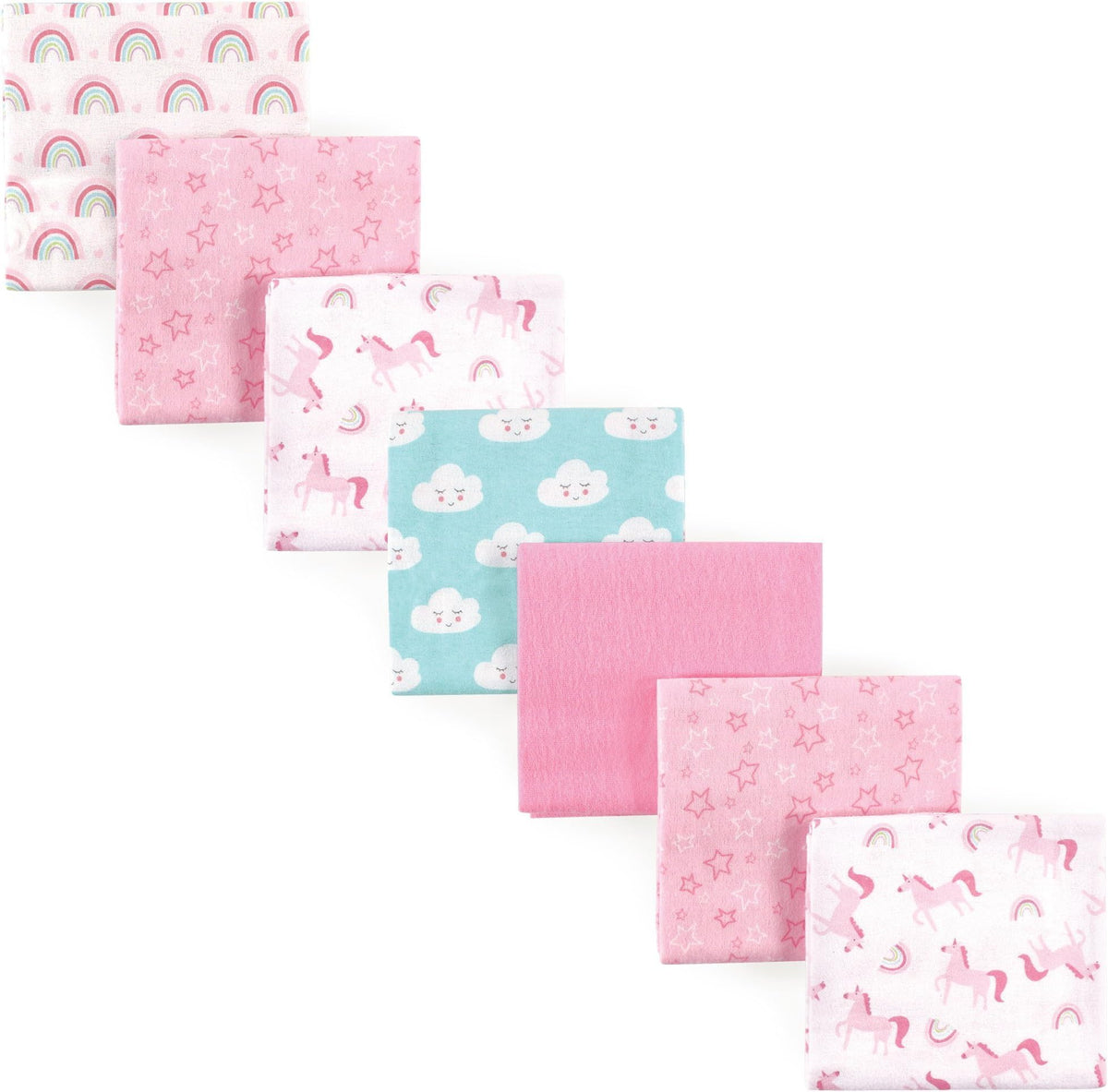 Luvable Friends Unisex Baby Cotton Flannel Receiving Blankets, Basic Elephant 7-Pack, One Size