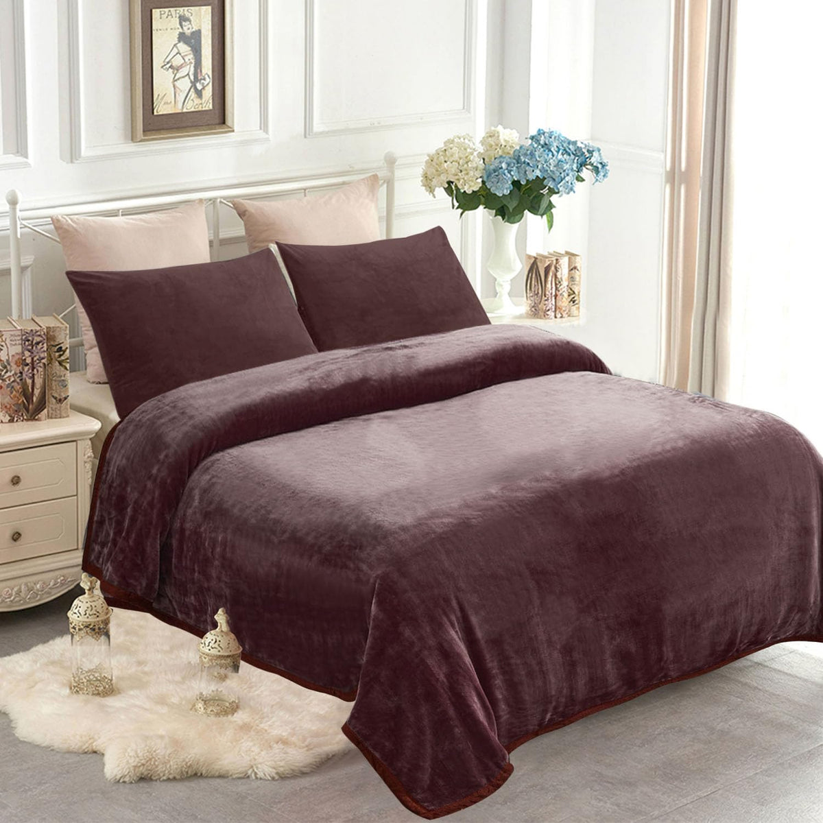 JYK Wolf Blanket Korean Style Queen Size Fleece Bed Blanket, 520GSM 2 Ply