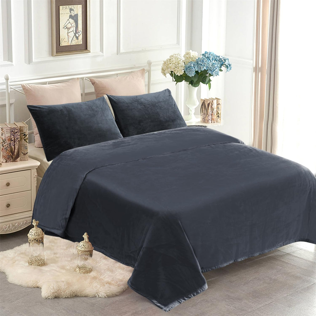JYK Wolf Blanket Korean Style Queen Size Fleece Bed Blanket, 520GSM 2 Ply