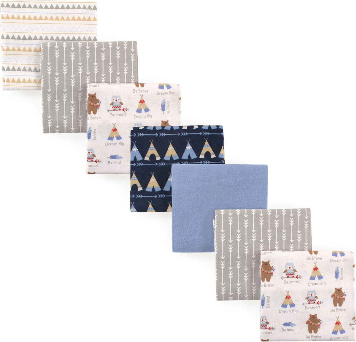 Luvable Friends Unisex Baby Cotton Flannel Receiving Blankets, Basic Elephant 7-Pack, One Size