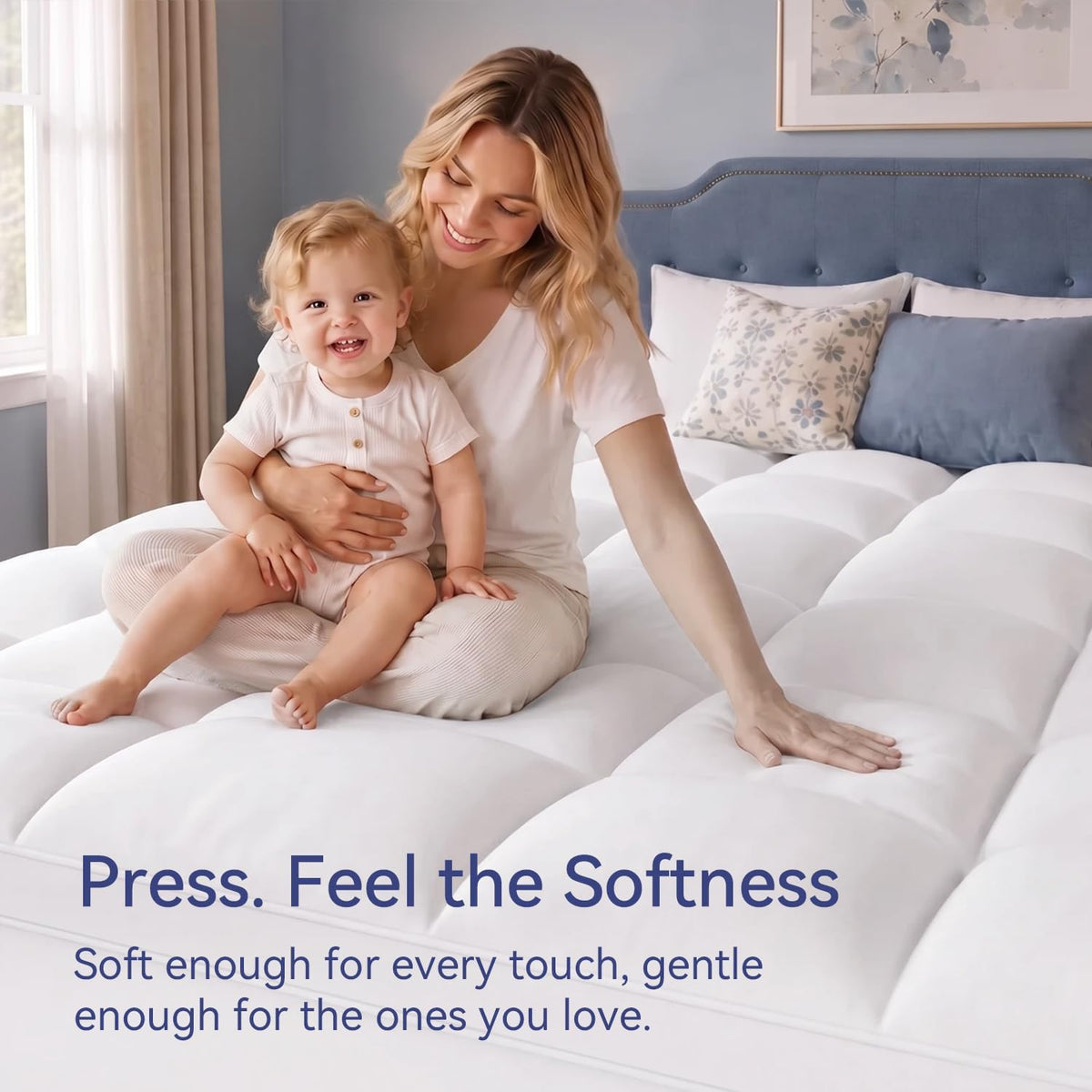 ELEMUSE Queen Mattress Topper, Extra Thick Pillow Top Mattress Pad Cover