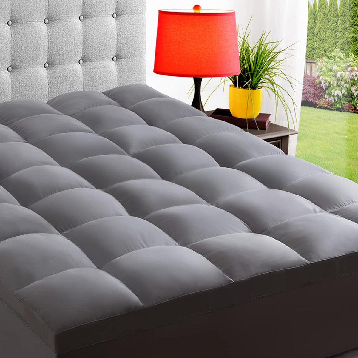 ELEMUSE Queen Mattress Topper, Extra Thick Pillow Top Mattress Pad Cover