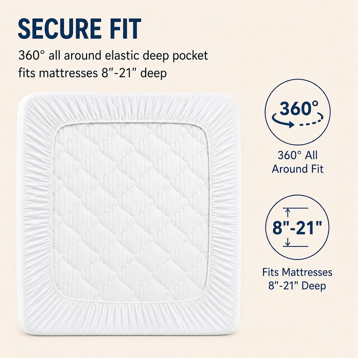 CozyLux Queen Mattress Pad, Cotton Top, 450 GSM Down Alternative Fill