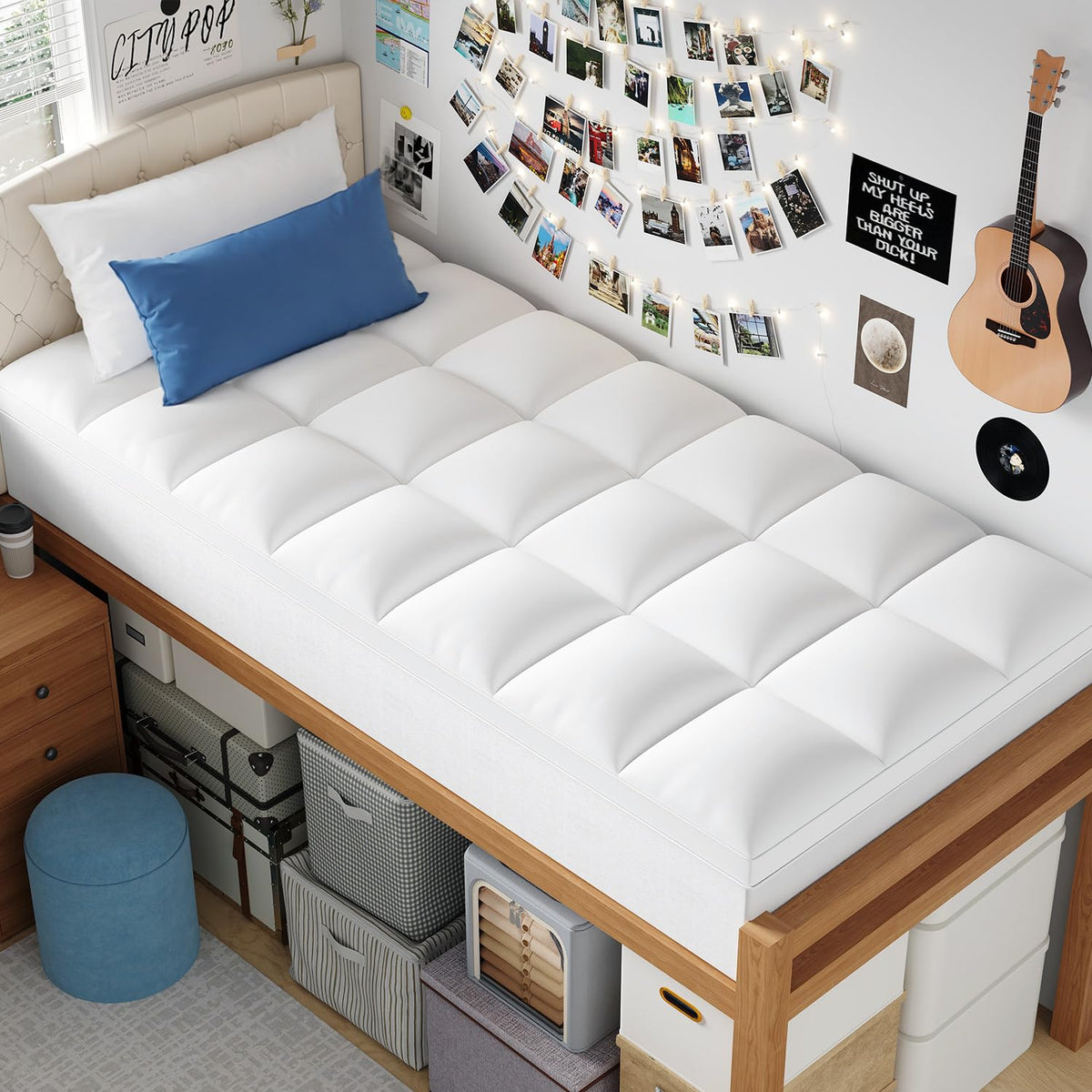 ELEMUSE Queen Mattress Topper, Extra Thick Pillow Top Mattress Pad Cover