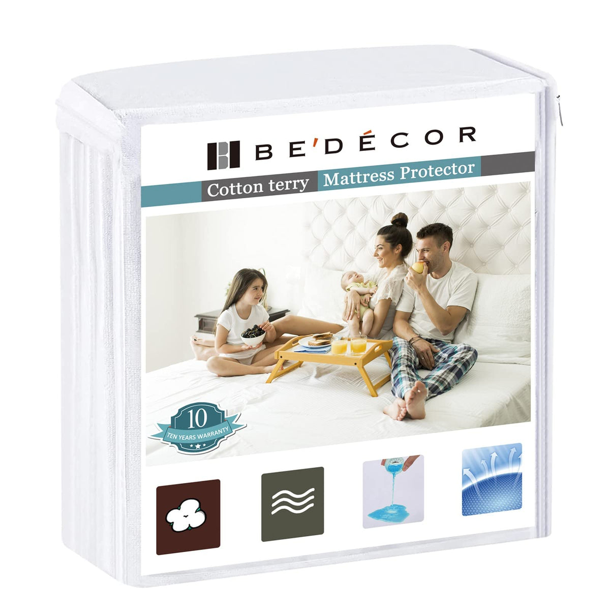 Bedecor Queen Waterproof Mattress Protector,for 9-18 Inch Deep