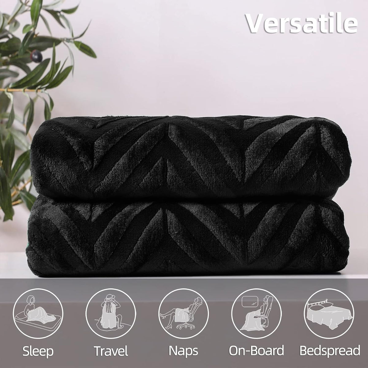 Whale Flotilla Flannel Fleece Fall Bed Blanket King Size, Black