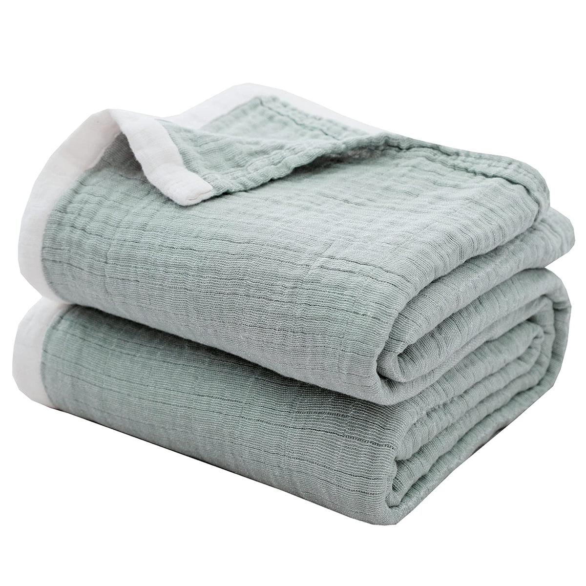 SE SOFTEXLY Muslin Throw Blanket, 4-Layer Dyed Yarn, 80”x90”, Denim Blue
