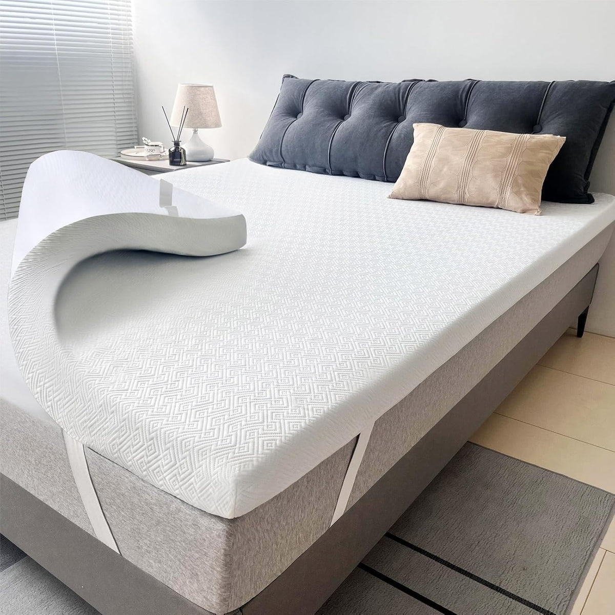 Airensky Full Size Memory Foam Mattress Topper, Cooling Gel High Density