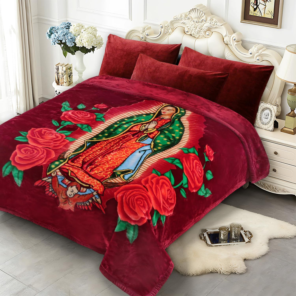 JYK Wolf Blanket Korean Style Queen Size Fleece Bed Blanket, 520GSM 2 Ply