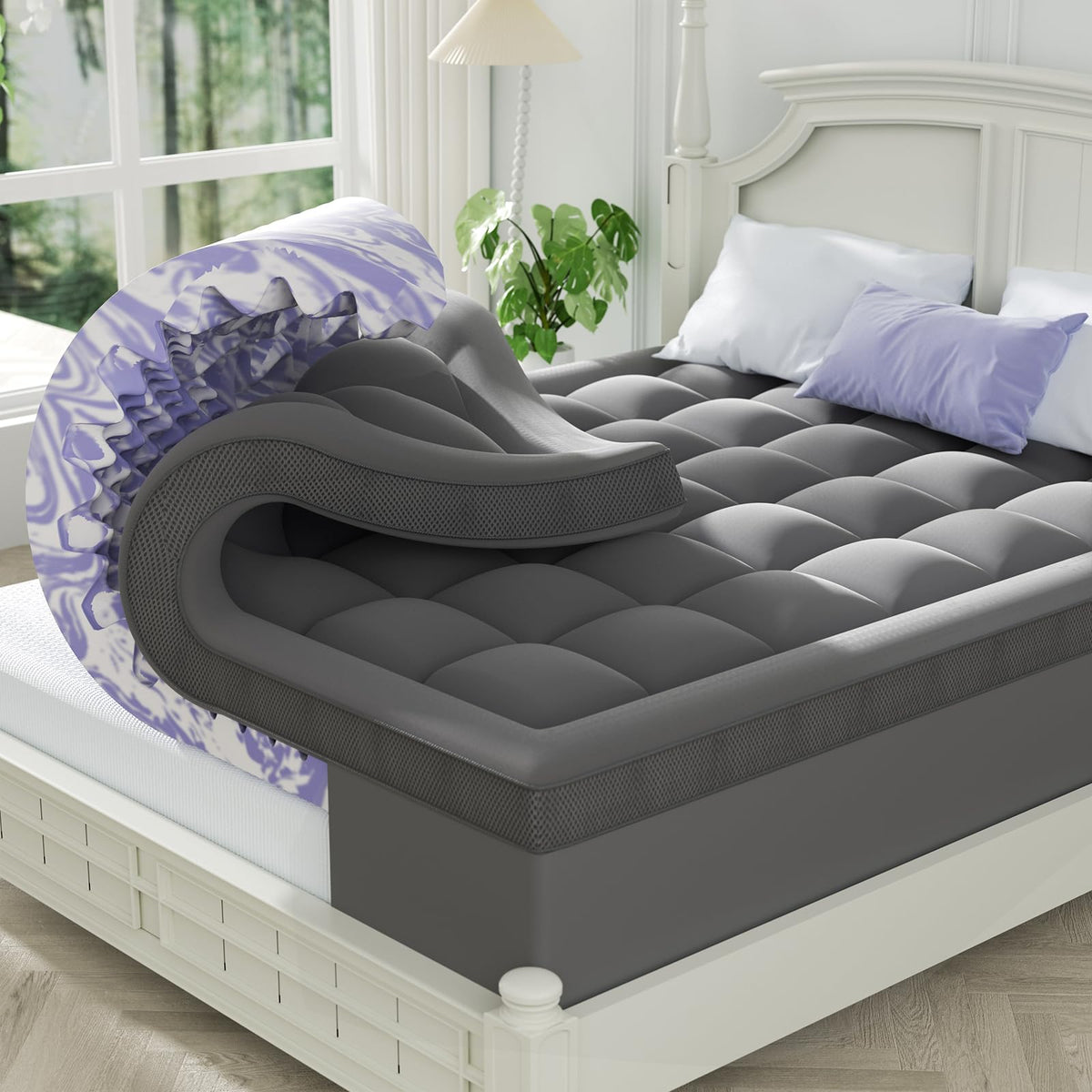 ChiXpace Dual Layer 4 Inch Memory Foam Mattress Topper Queen