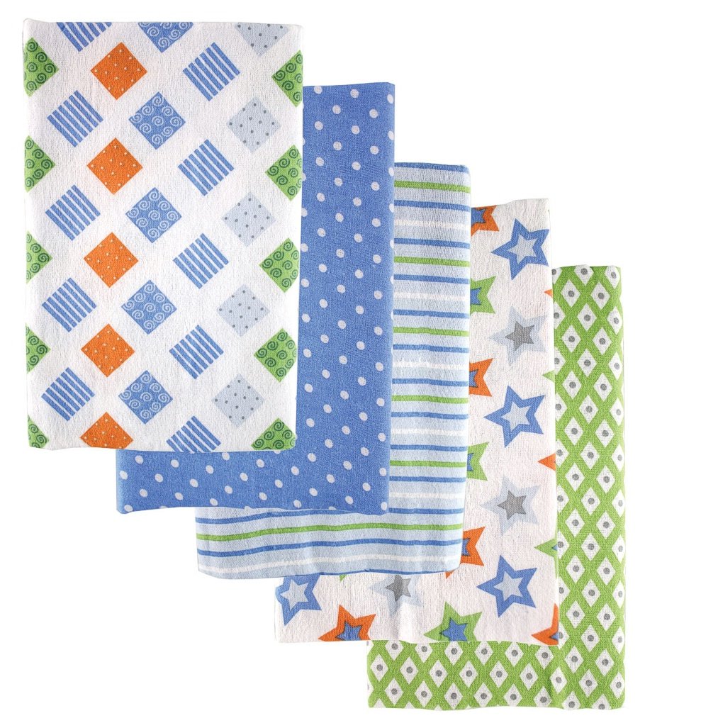 Luvable Friends Unisex Baby Cotton Flannel Receiving Blankets, Basic Elephant 7-Pack, One Size