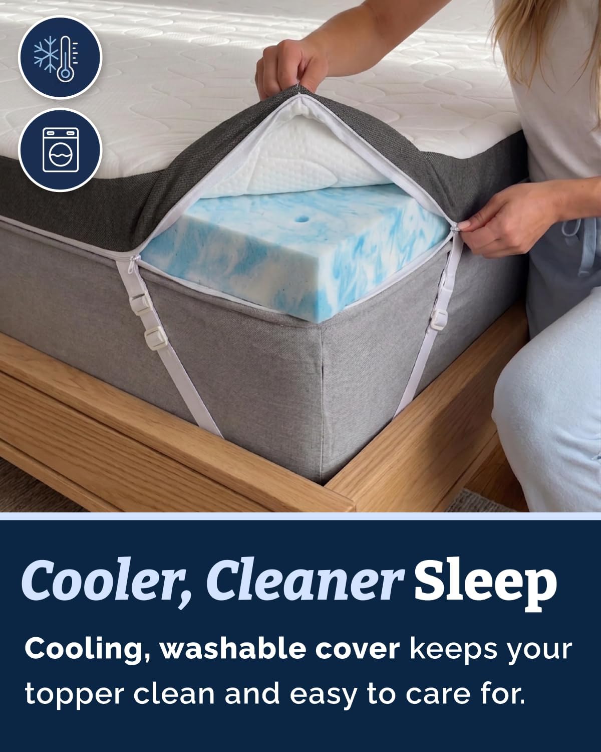 Mattress Topper Queen Size 3 Inch - Soft Cooling Gel Memory Foam Bed Pad