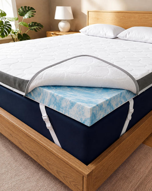 Mattress Topper Queen Size 3 Inch - Soft Cooling Gel Memory Foam Bed Pad