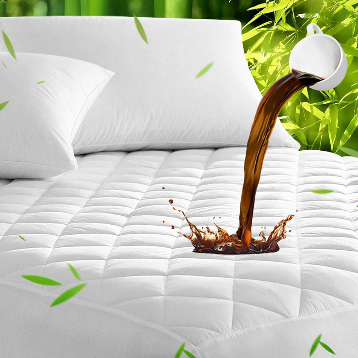 UNILIBRA Twin Size Mattress Pad Cooling Rayon from Bamboo, Quilted Fitted Mattress Protector Pillow Top Single Mattress Cover with Deep Pocket Up to 19 Inches, Ultra Soft Filling Mattress Topper
