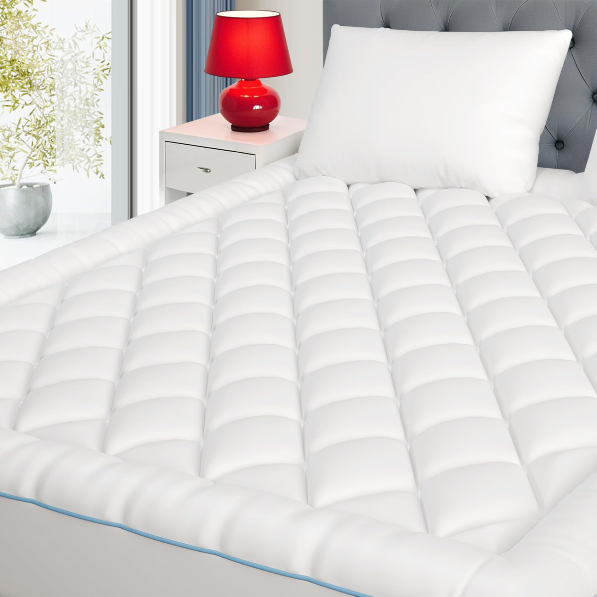 Queen Mattress Pad Cotton Quilted Cover 8-22" Deep Pocket, Regular