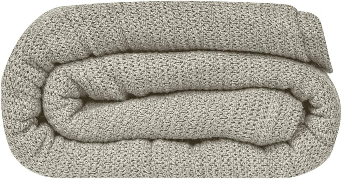 Linteum 100% Cotton Open-Cell Leno Weave Blanket — Breathable All Season — Queen 90x90 — Hunter Green