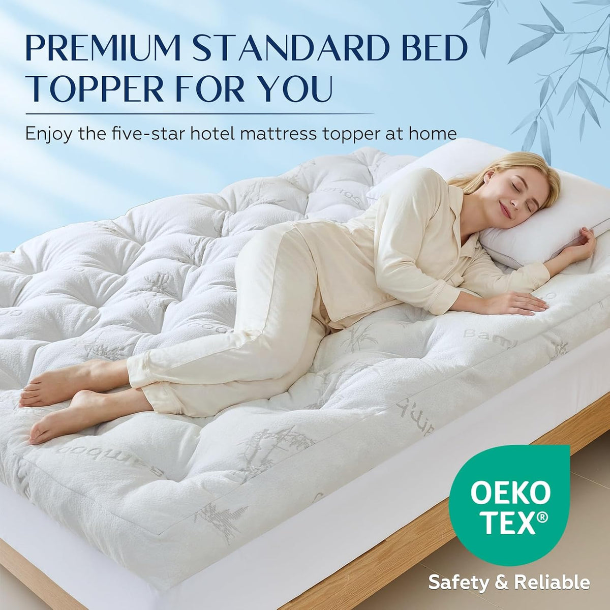 5 Inch Cooling Bamboo Viscose Mattress Topper Queen Size,60x80 in,2000 GSM