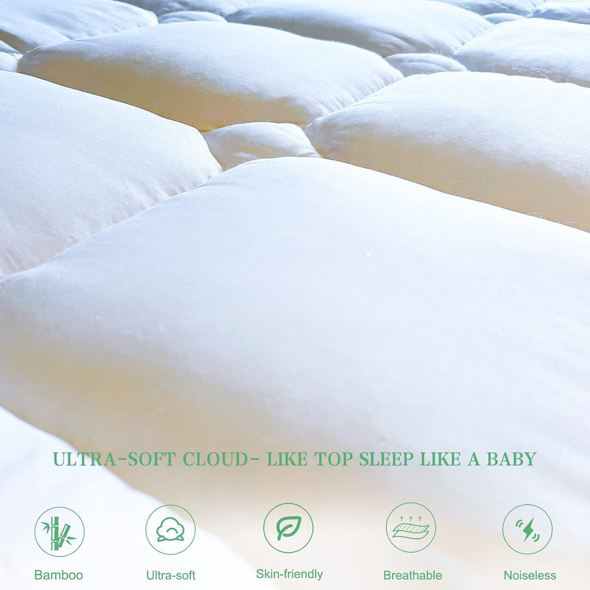 UNILIBRA Twin Size Mattress Pad Cooling Rayon from Bamboo, Quilted Fitted Mattress Protector Pillow Top Single Mattress Cover with Deep Pocket Up to 19 Inches, Ultra Soft Filling Mattress Topper