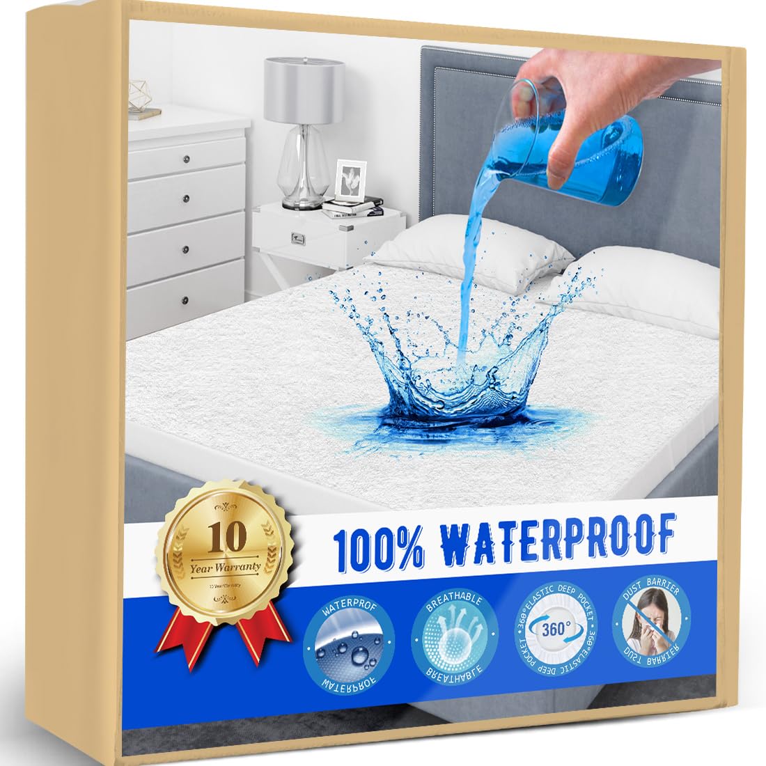Full Size Mattress Protector Waterproof Mattress Topper Pad Cover Fitted