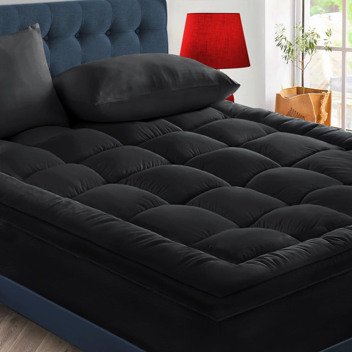 CYMULA Mattress Topper Queen Size - Extra Thick Cooling Mattress Pad Cover for Back Pain - Soft Mattress Protector Firm Bed Topper Pillow Top with 8-21 Inch Deep Pocket 3D Snow Down Alternative Fill