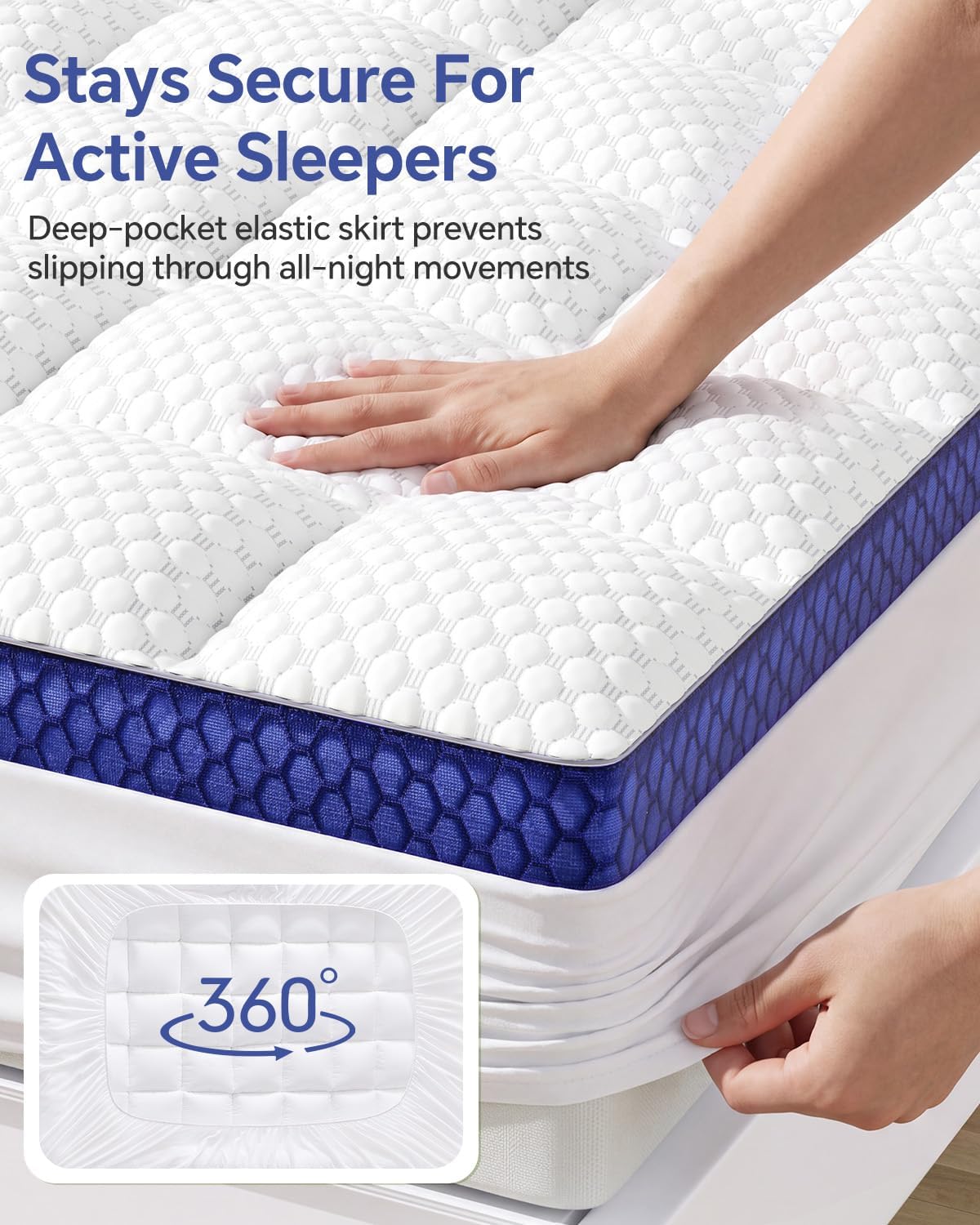 BEDELITE King Mattress Topper, Pillow Top Mattress Pad Bed Cover 2 Inch