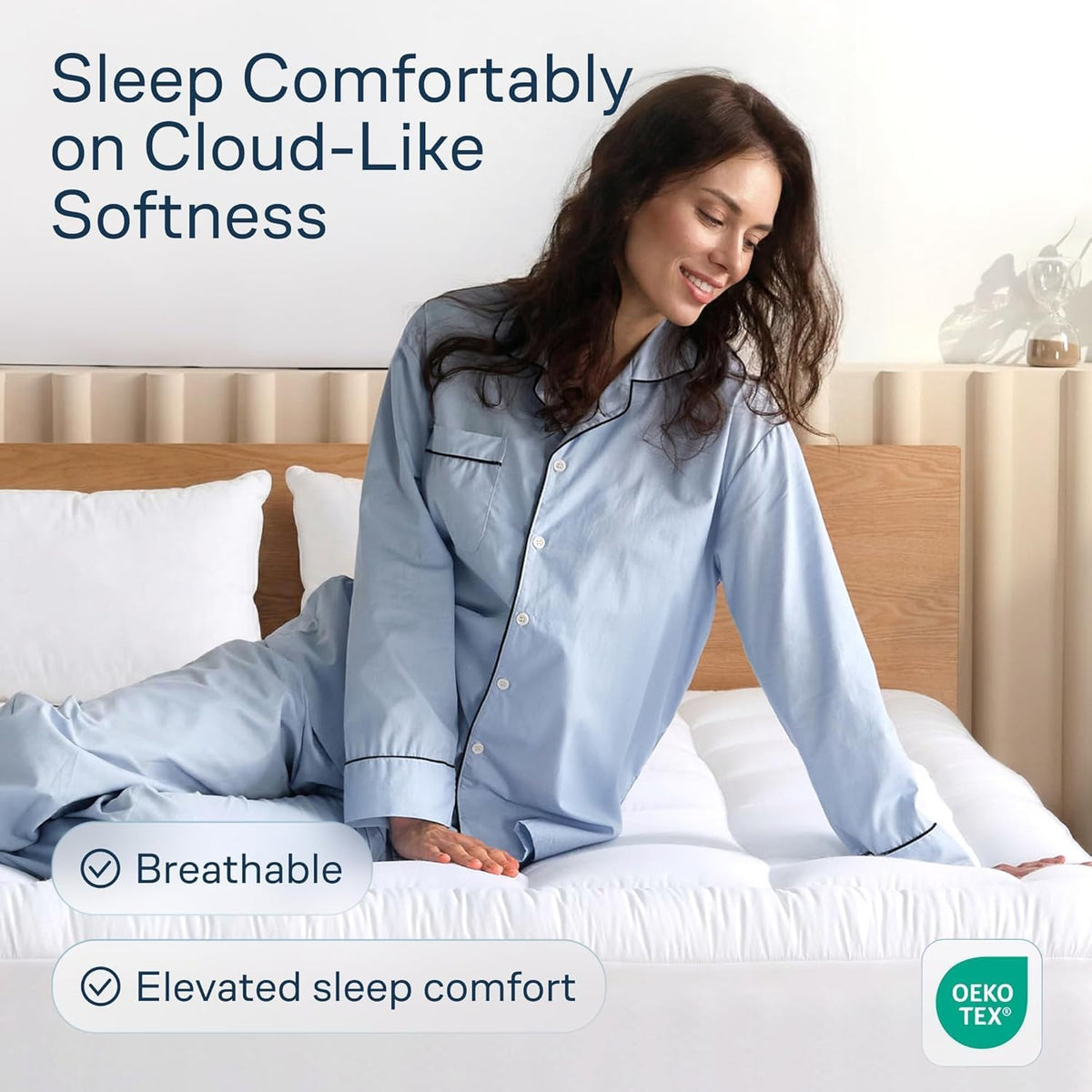 Niagara Sleep Solution 100% Cotton Top Queen Size Mattress Pad, Pillow Top