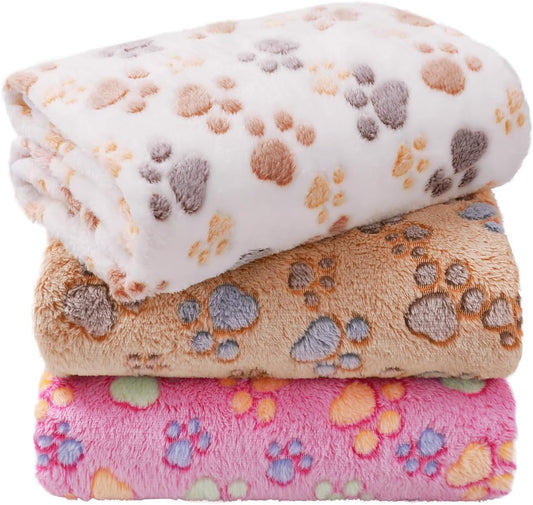 LINENLUX Dog Blankets 3-Pack, Super Soft Fluffy Fleece Pet Throw Warm