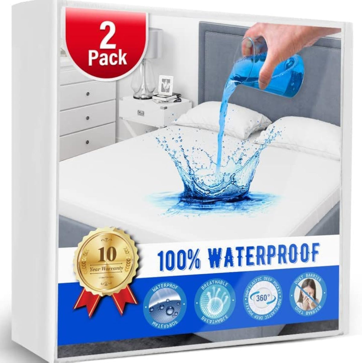 Full Size Mattress Protector Waterproof Mattress Topper Pad Cover Fitted