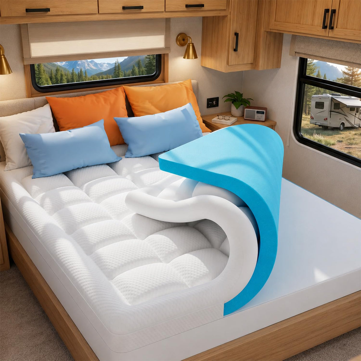 ELEMUSE 3 Inch Queen Dual Layer Memory Foam Mattress Topper with Pillowtop