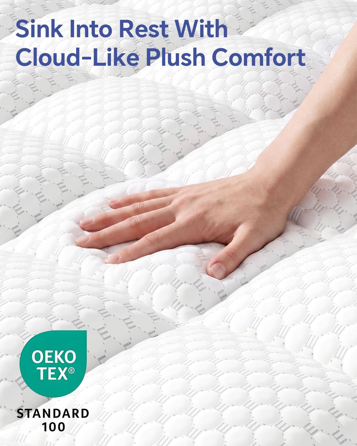 BEDELITE King Mattress Topper, Pillow Top Mattress Pad Bed Cover 2 Inch