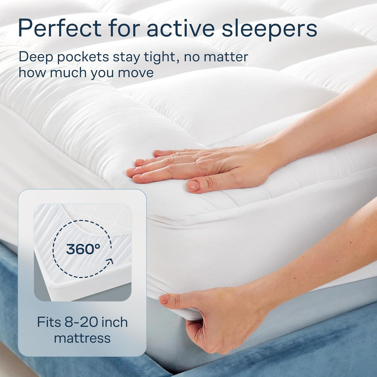 Niagara Sleep Solution 100% Cotton Top Queen Size Mattress Pad, Pillow Top