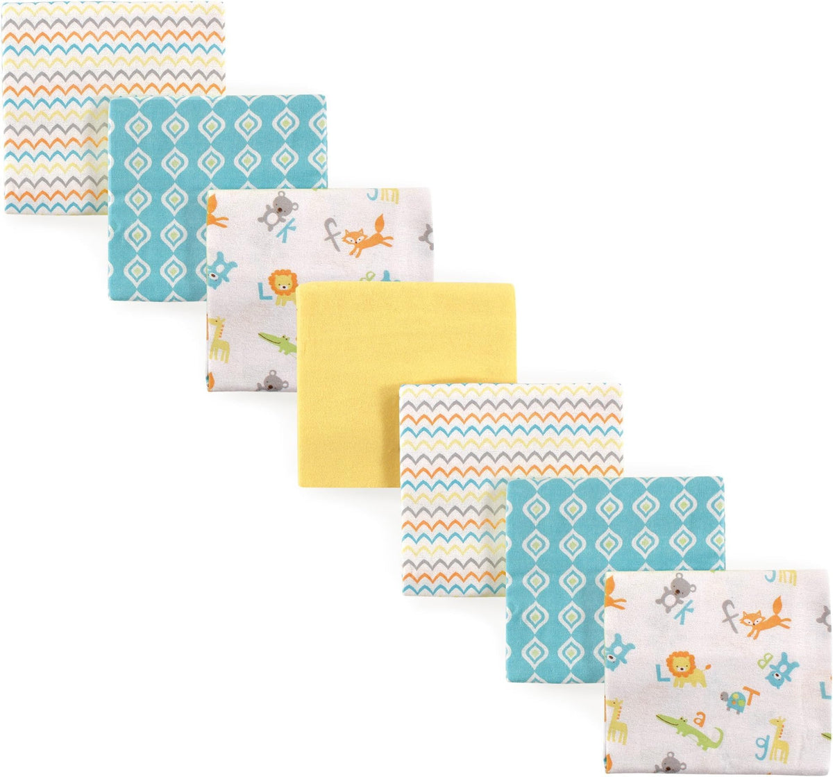 Luvable Friends Unisex Baby Cotton Flannel Receiving Blankets, Basic Elephant 7-Pack, One Size