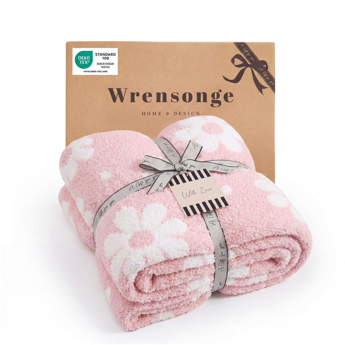 WRENSONGE Soft Checkered Throw Blanket for Couch-Cozy Fall Knitted Blankets