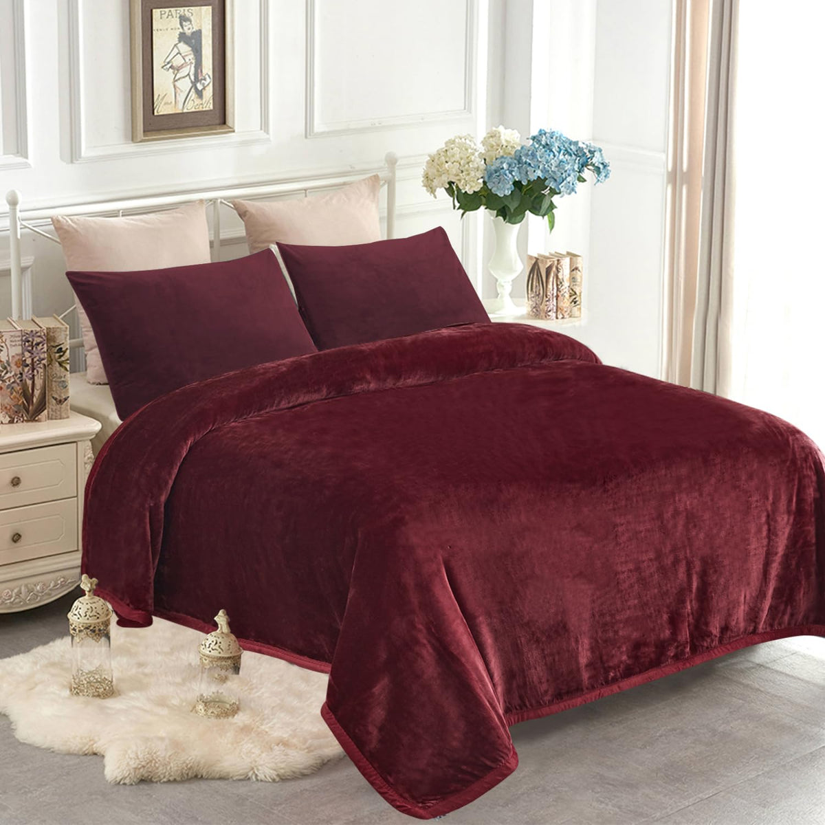 JYK Wolf Blanket Korean Style Queen Size Fleece Bed Blanket, 520GSM 2 Ply